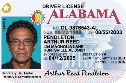 Sample Alabama driver license