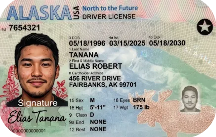 Sample Alaska driver license