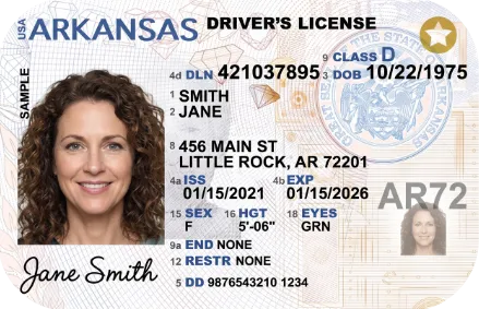 Sample Arkansas driver license