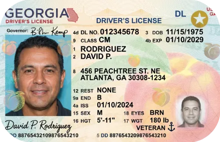 Sample Georgia driver license