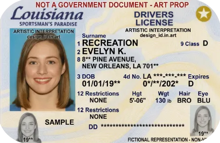 Sample Louisiana driver license