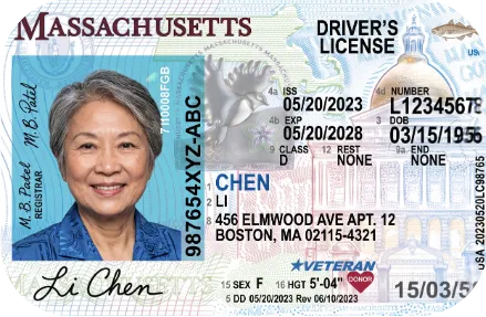 Sample Massachusetts driver license
