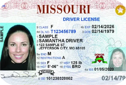 Sample Missouri driver license