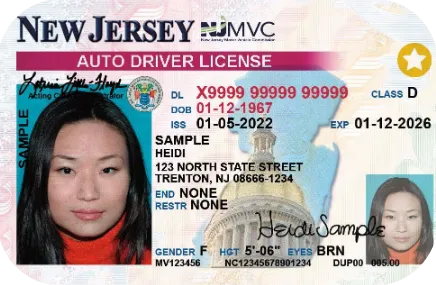 Sample New Jersey driver license