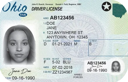 Sample Ohio driver license