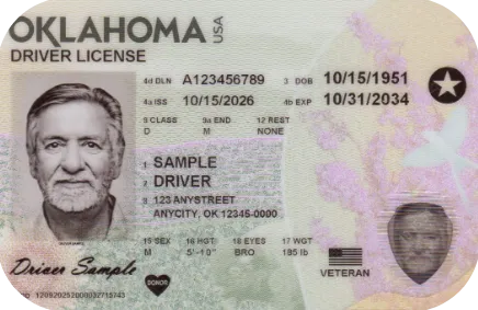 Sample Oklahoma driver license