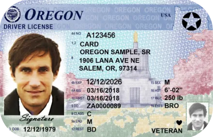 Sample Oregon driver license