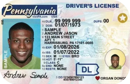 Sample Pennsylvania driver license