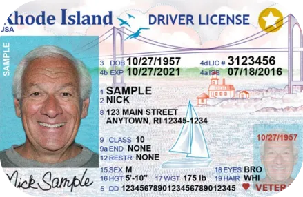 Sample Rhode Island driver license