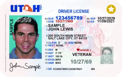 Sample Utah driver license